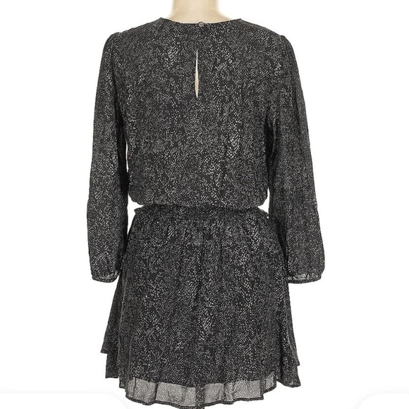 Rails Inez Gray Slate Python Smocked Waist High Neck Mini Dress M - Picture 4 of 6